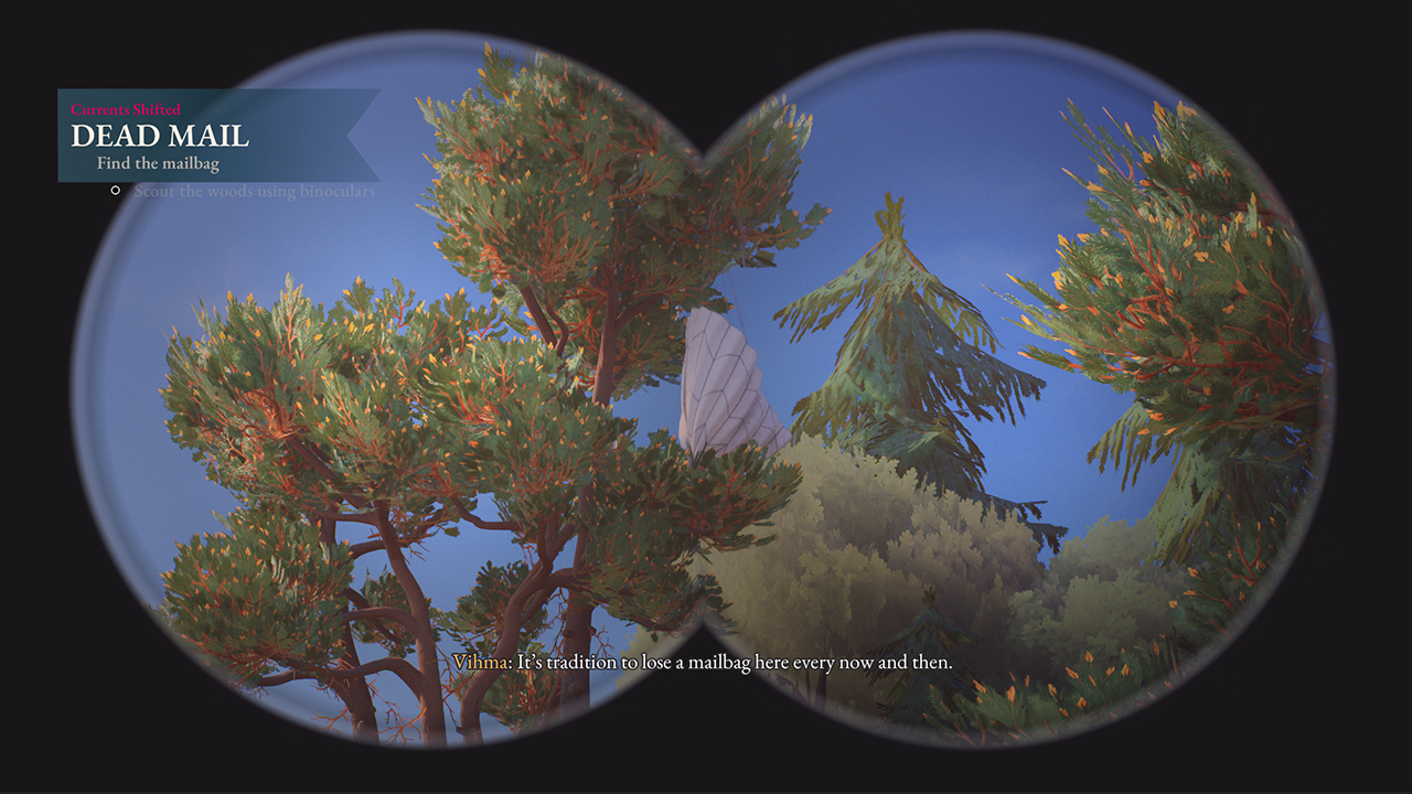 Tidewatch screenshot: using binoculars to find things